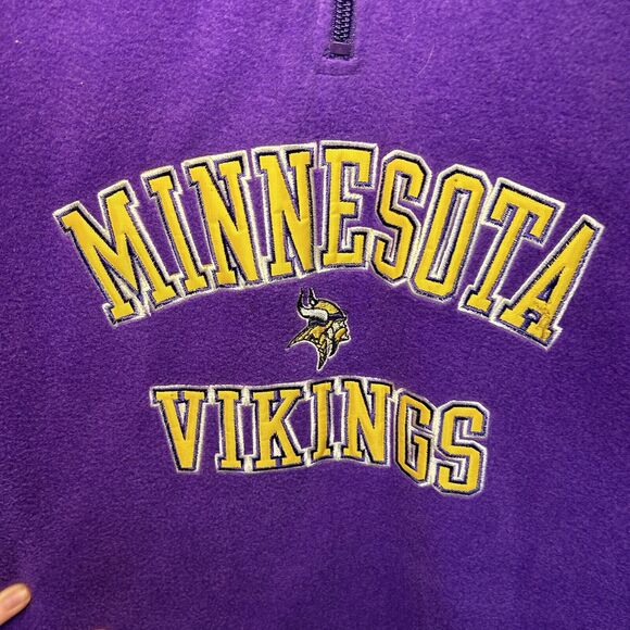 reebok Minnesota Vikings 1/4 Zip Fleece pullover Youth size XL With Pockets - Picture 2 of 11